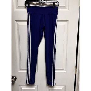 014-009‎ Adidas Leggings Womens S blue Climalite 3 Stripes Pants Stretch Active